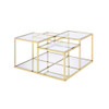 ACME Uchenna Coffee Table, Clear Glass & Gold Finish