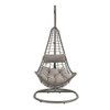 ACME Uzae Patio Hanging Chair with Stand, Gray Fabric & Charcaol Wicker