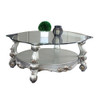 ACME Versailles Coffee Table, Antique Platinum & Clear Glass (1Set/2Ctn)