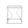 ACME Virtue End Table, Clear Glass & Chrome Finish