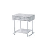 ACME 97868 Wither Accent Table, White Printed Faux Marble & Chrome Finish