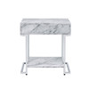 ACME 97868 Wither Accent Table, White Printed Faux Marble & Chrome Finish