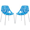 Modway Stencil Dining Side Chair Plastic Set of 2 EEI-1317-BLU