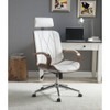 ACME 92513 Yoselin Office Chair, White PU & Walnut