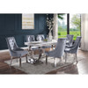 ACME 68250 Zander Dining Table, White Printed Faux Marble & Mirrored Silver Finish