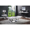 ACME 87359 Zander Sofa Table, White Printed Faux Marble & Mirrored Silver Finish