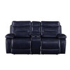 ACME Aashi Loveseat w/Console (Motion), Navy Leather-Gel Match