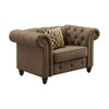 ACME 52427 Aurelia Chair with 1 Pillow, Brown Color Linen