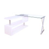 ACME 92368 Buck Desk with Swivel, White High Gloss & Clear Glass
