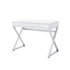 ACME 93060 Coleen Built-in USB Port Writing Desk, White & Chrome Finish