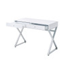 ACME 93060 Coleen Built-in USB Port Writing Desk, White & Chrome Finish