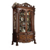 ACME Dresden Curio Cabinet, Cherry Oak (1Set/2Ctn)