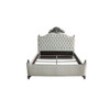 ACME 28847EK House Delphine Eastern King Bed, Two Tone Ivory Fabric & Charcoal Finish