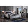 ACME 28850Q House Delphine Queen Bed, Two Tone Ivory Fabric & Charcoal Finish