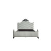 ACME House Delphine Queen Bed, Two Tone Ivory Fabric & Charcoal Finish