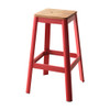 ACME Jacotte Bar Stool (1Pc), Natural & Red, 30" Seat Height