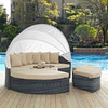 Modway Summon Canopy Outdoor Patio Sunbrella® Daybed EEI-1997-GRY-BEI-SET Antique Canvas Beige