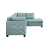 ACME 54395 Laurissa Sectional Sofa & Ottoman (2 Pillows), Light Teal Linen (1Set/2Ctn)