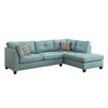 ACME 54395 Laurissa Sectional Sofa & Ottoman (2 Pillows), Light Teal Linen (1Set/2Ctn)