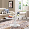 Modway Lippa 48" Oval-Shaped Artificial Marble Coffee Table EEI-2022-WHI White