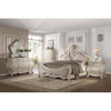 ACME 27010Q Ragenardus Queen Bed, Beige Linen & Antique White (1Set/3Ctn)