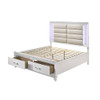 ACME 28737EK Sadie Storage Eastern King Bed, LED, Pearl White PU & White Finish
