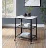 ACME 97886 Taurus Accent Table, White Printed Faux Marble & Black Finish