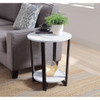 ACME Taurus Accent Table, White Printed Faux Marble & Black Finish