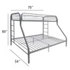 ACME 02053SI Tritan Twin/Full Bunk Bed, Silver