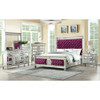 ACME 27364CK Varian California King Bed Burgundy Velvet & Mirrored, Burgundy Velvet & Mirrored