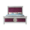 ACME Varian Queen Bedå¥ Burgundy Velvet & Mirrored (1Set/3Ctn)