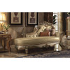 ACME 96485 Vendome Chaise with 2 Pillows, Bone PU & Gold Patina