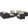 Modway Convene 10 Piece Outdoor Patio Sectional Set EEI-2169-EXP-BEI-SET