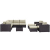 Modway Convene 10 Piece Outdoor Patio Sectional Set EEI-2169-EXP-BEI-SET