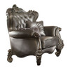 ACME 56822 Versailles Chair with 2 Pillows, Silver PU & Antique Platinum
