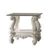 ACME Versailles End Table, Bone White & Clear Glass