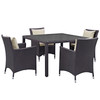 Modway Convene 5 Piece Outdoor Patio Dining Set EEI-2191-EXP-BEI-SET