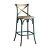 ACME Zaire Bar Chair (1Pc), Antique Turquoise & Antique Oak, 29" Seat Height