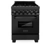 ZLINE 24" Black Stainless 6.0 cu.ft. 4 Gas Burner/Electric Oven Range with Brass Burners (RAB-BR-24)