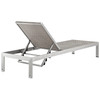 Modway Shore Outdoor Patio Aluminum Rattan Chaise EEI-2250-SLV-GRY Silver Gray