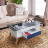 Furniture of America FGI-1797C23 Philip Industrial Glass Top Coffee Table in Navy