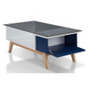 Furniture of America FGI-1798C23 Ludwig Mid-Century Modern Glass Top Coffee Table in Navy and White