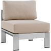 Modway Shore Armless Outdoor Patio Aluminum Chair EEI-2263-SLV-BEI Silver Beige