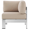 Modway Shore Outdoor Patio Aluminum Corner Sofa EEI-2264-SLV-BEI Silver Beige