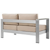 Modway Shore Left-Arm Corner Sectional Outdoor Patio Aluminum Loveseat EEI-2265-SLV-BEI Silver Beige