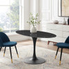 Modway EEI-4880-BLK-BLK Lippa 54" Artificial Marble Oval Dining Table