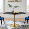 Modway EEI-5242-GLD-BLK Lippa 54" Oval Artificial Marble Dining Table