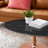 Modway EEI-5282-ROS-BLK Lippa 42" Oval Artificial Marble Coffee Table