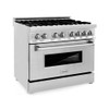 ZLINE Bundle Package - 36" Gas Burner/Electric Oven Range with Wall Mount Range Hood,Microwave Drawer,Top Control Dishwasher