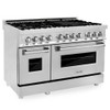 ZLINE Bundle Package - 48" 7 Gas Burner/Electric Oven Range with Wall Mount Range Hood,Microwave Drawer,Top Control Dishwasher